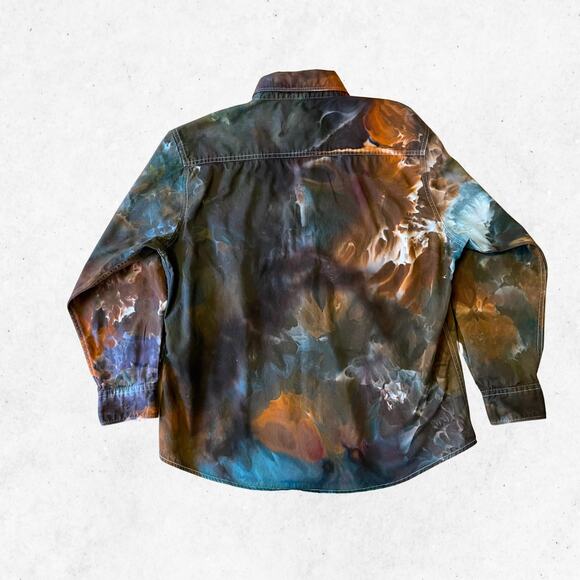 Ice Dyed Long-sleeve Button-up - Earthy Fall Winter Boho (Women's Medium) - Picture 2 of 11